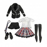 Female School Outfit Lace-Edged Plaid School Outfit Tailored