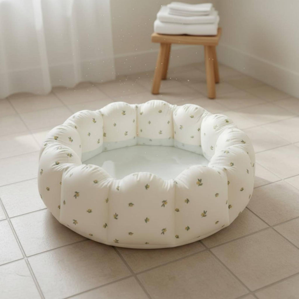 Inflatable Baby Bath Pool Floral Print Inflatable Bathtub Home Use