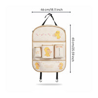 Car Seat-Back Organizer Bag Adjustable Straps Backseat Storage Bag Hanging Hooks