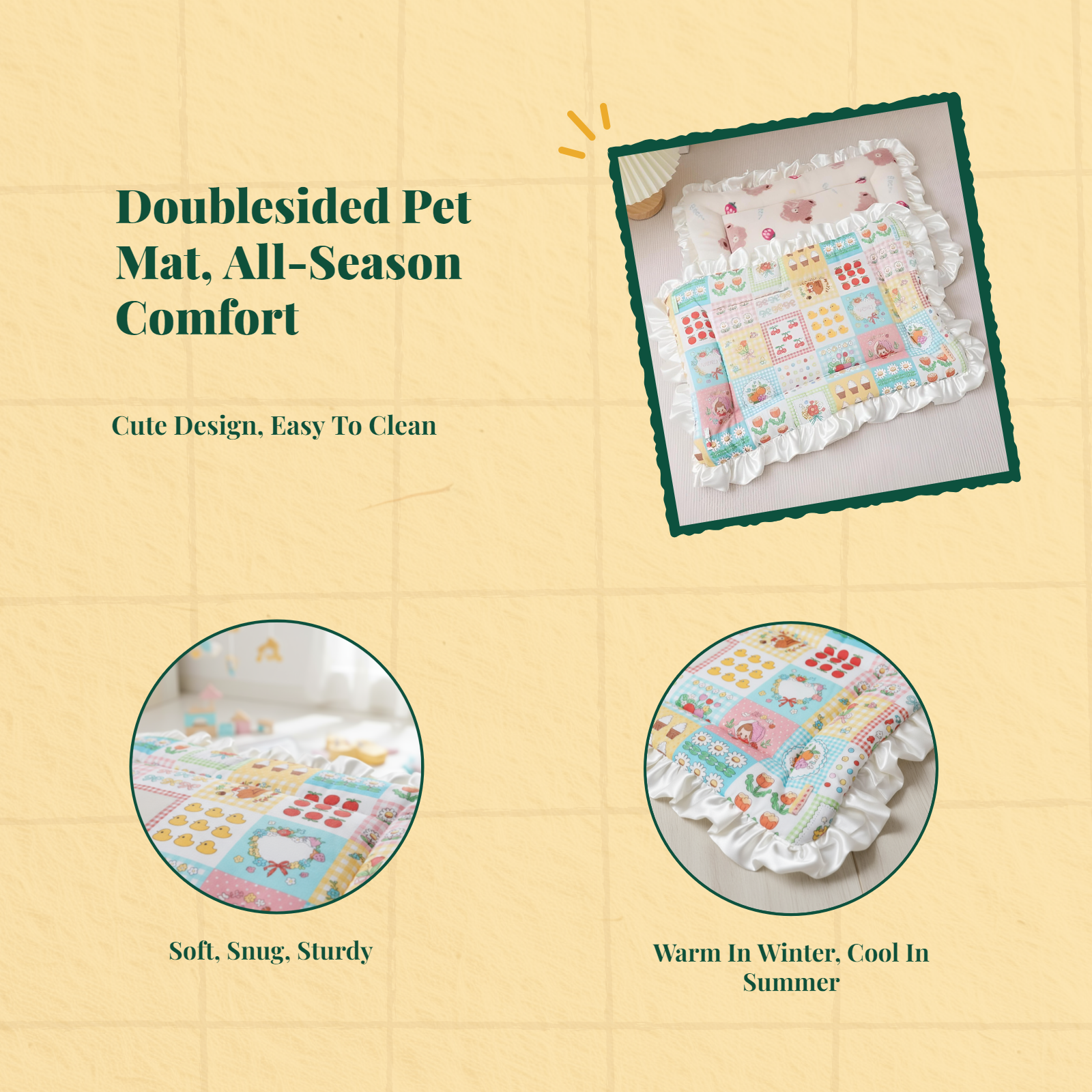 Non-slip reversible dog crate mat