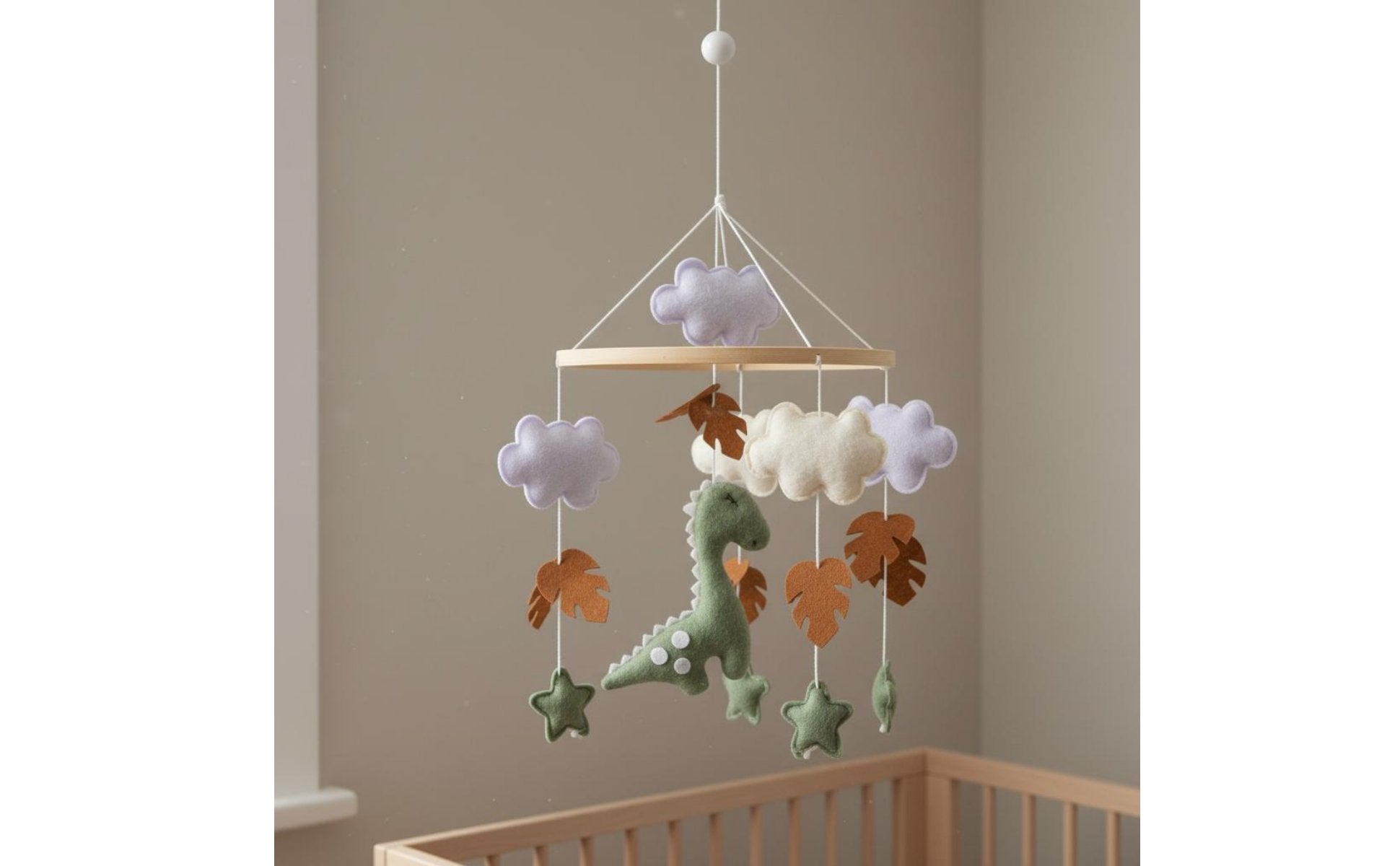 Handmade Textile Crib Mobile Visual Tracking Dinosaur Crib Mobile Child-Centered