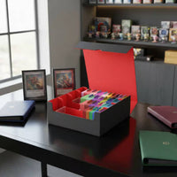 4-Row Card Storage Box Waterproof 4-Row Trading Card Box PU Leather Deck Storage Water-Resistant for Tournaments