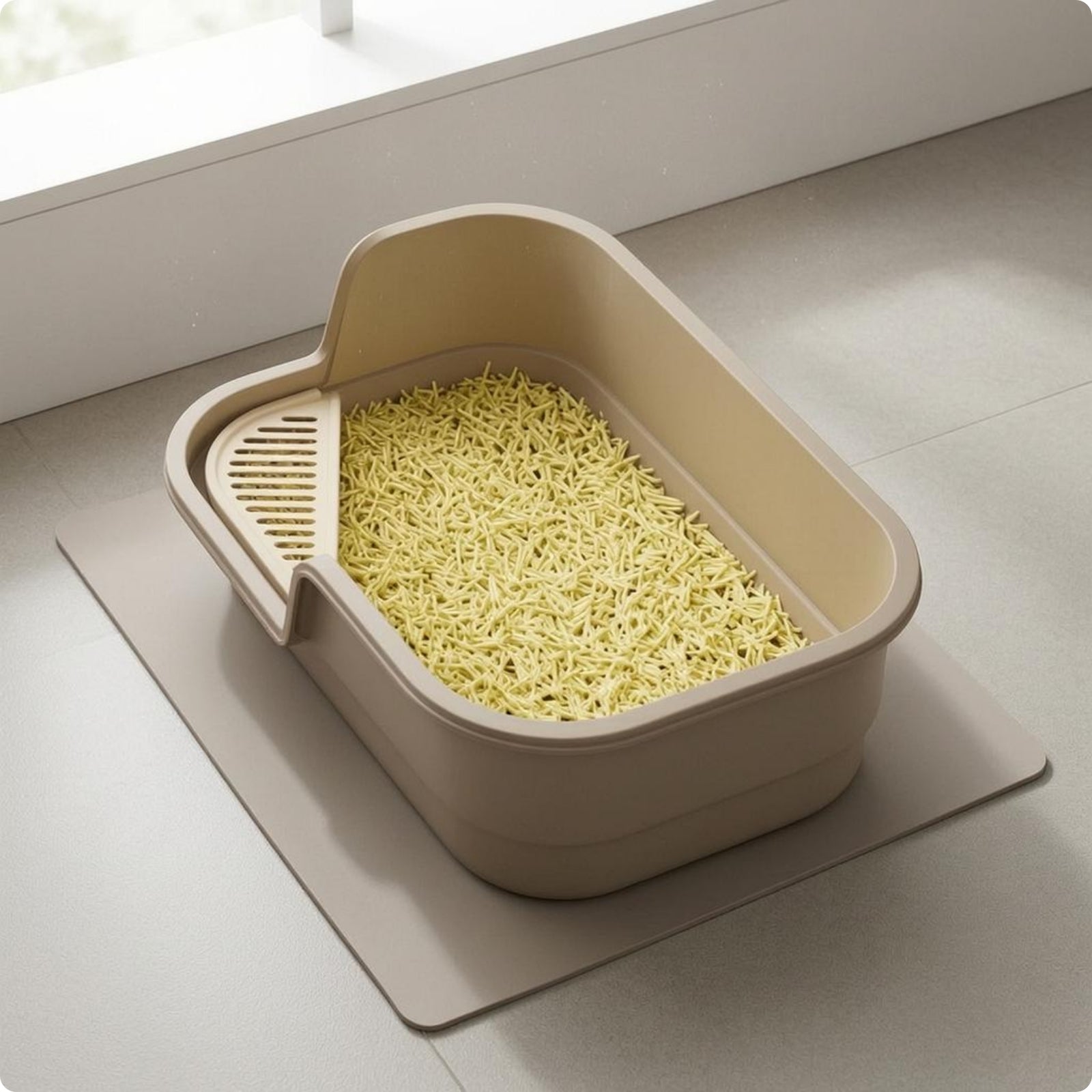Semi-Enclosed Litter Box Removable Scoop Uncovered Top Feline Litter Box