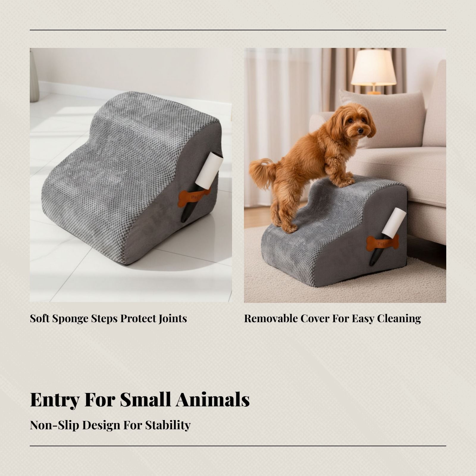 Dog Stairs, Pet Ramp for Puppy, firm Foam, Non-Slip, Sofa Couch Chair