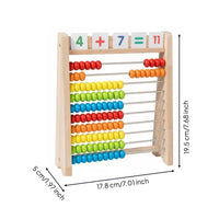 Wooden Abacus Color Recognition Kids Math Counter Ideal Gift 10-Row Learning Abacus for Young Children, Kindergarten, Homeschooling
