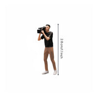 1:64 Scale Reporter Figures Highly Detailed News Reporter Figure Delicate Design Cameraman Figurine for Dioramas, Close-up Photography