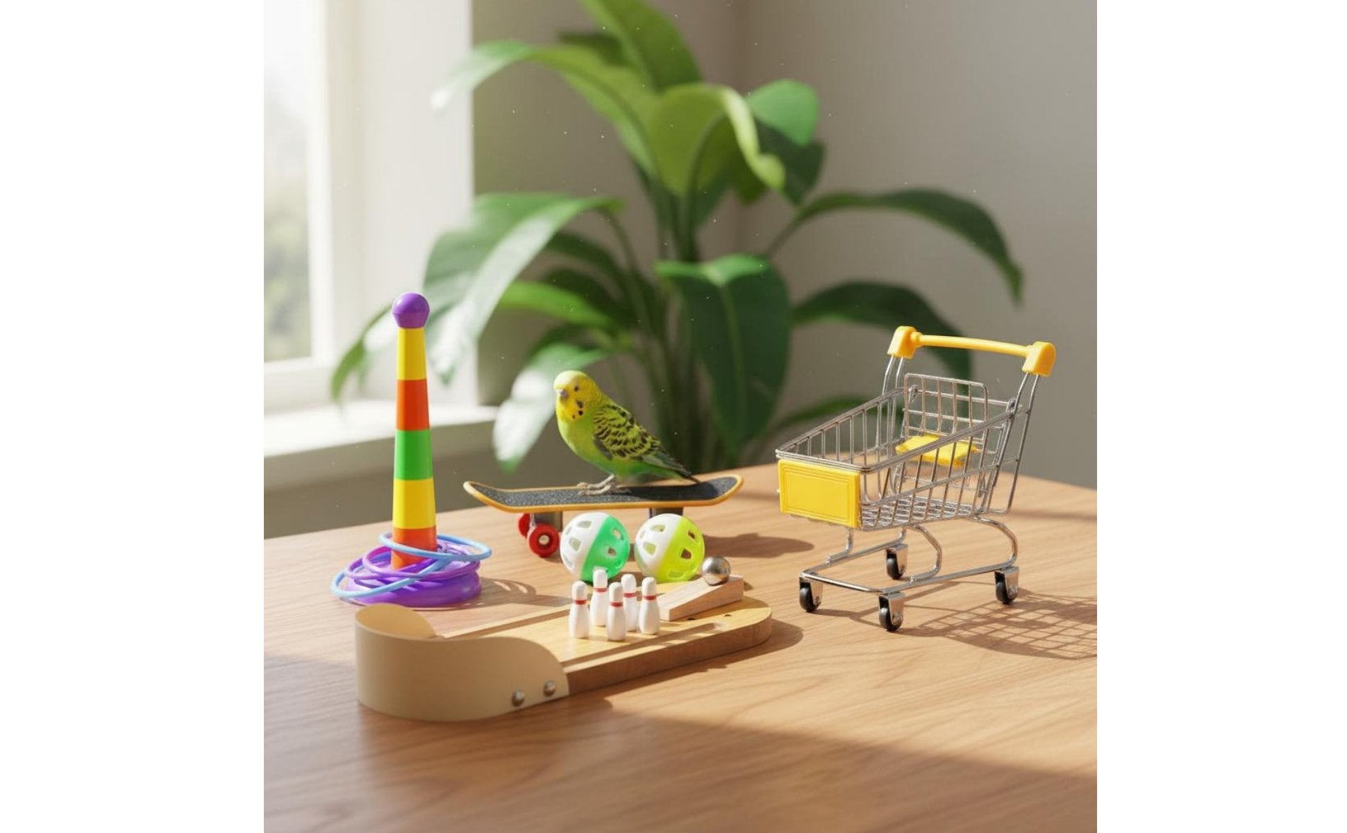 7 Pieces Parrot Toy Set Bright Colors Bird Training Toy Kit Long-Lasting