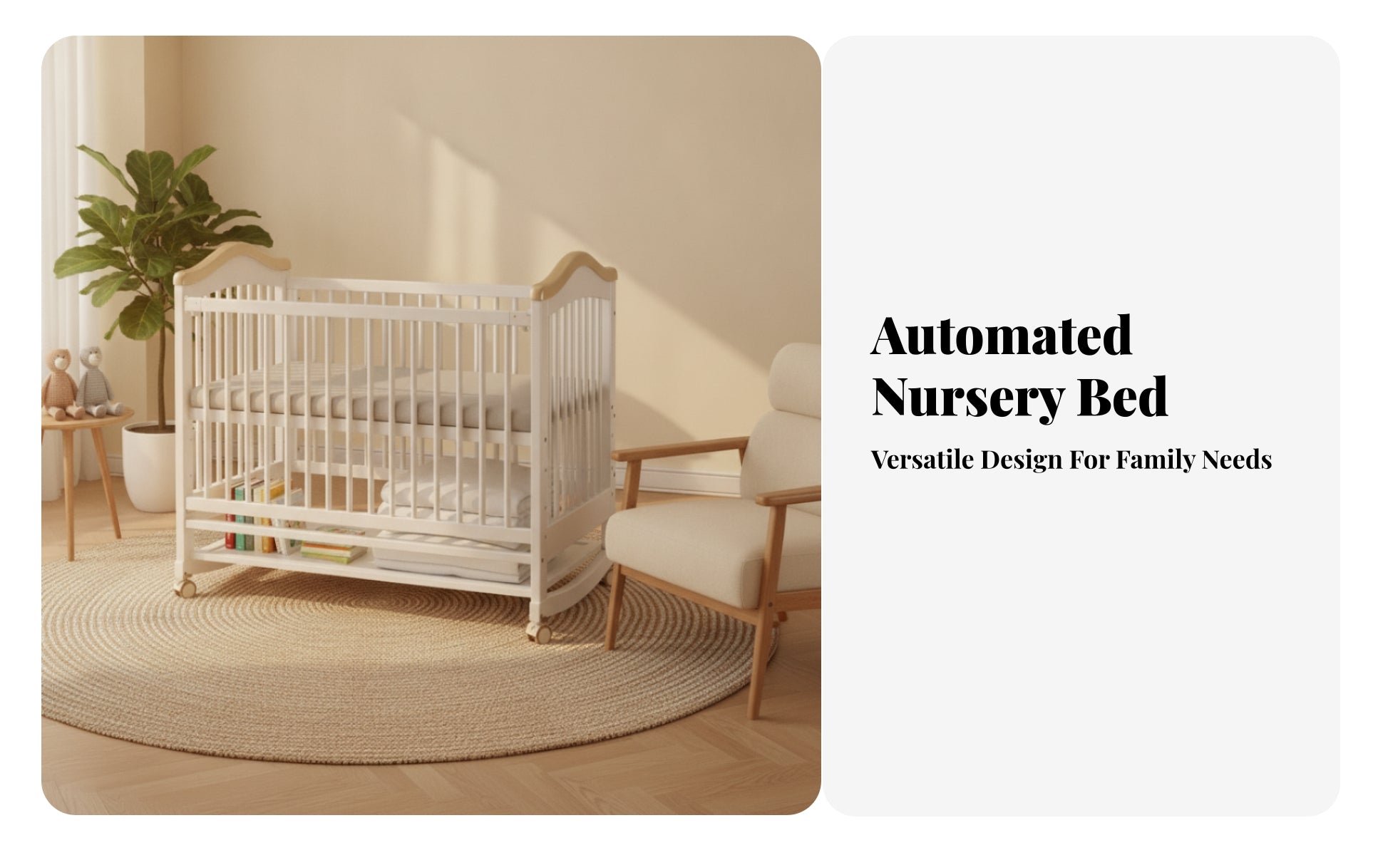 Sleeping Cot Caster Wheels Rounded Edges Movable Baby Crib Lockable Casters Adjustable Wooden Crib