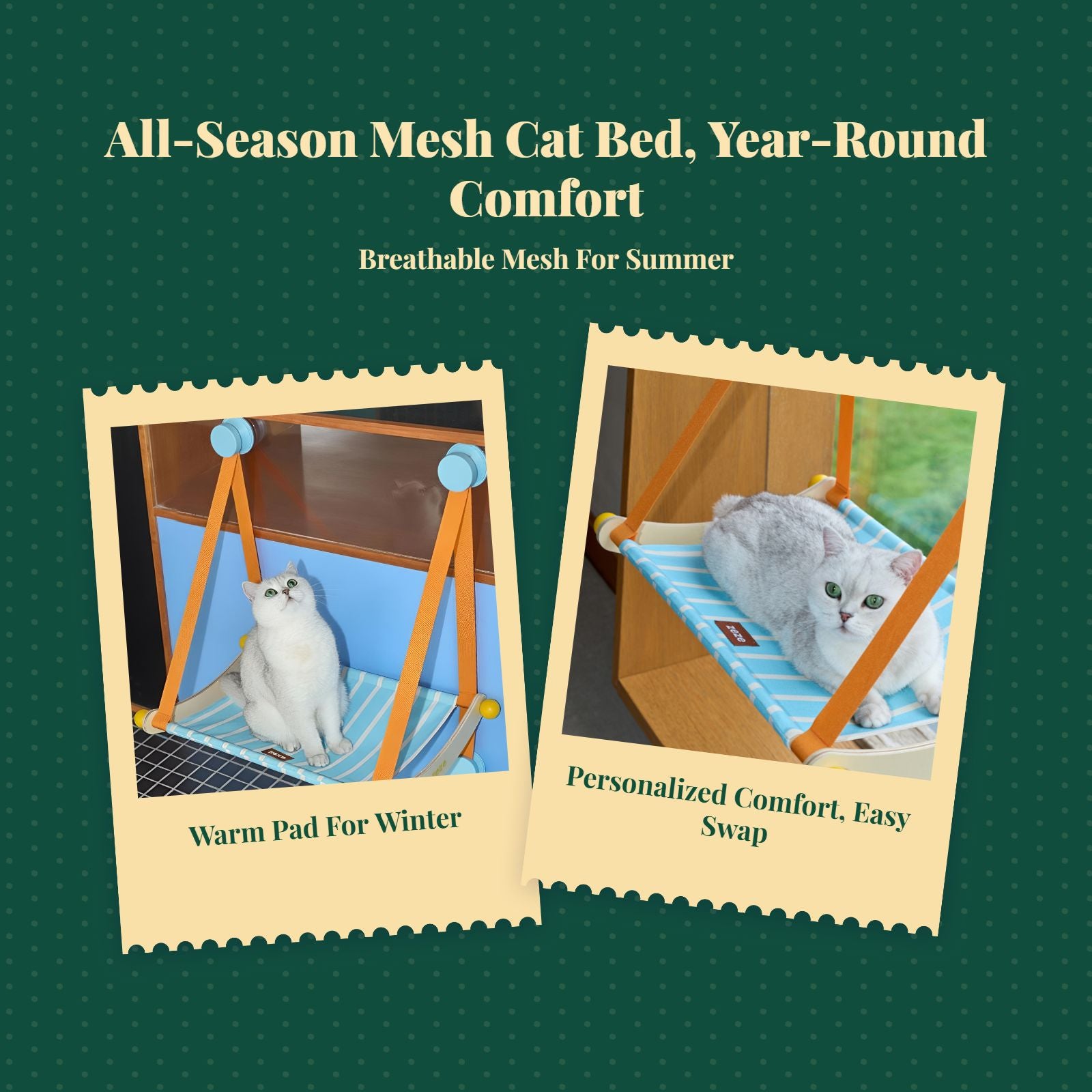 Suction cat window perch, breathable bed