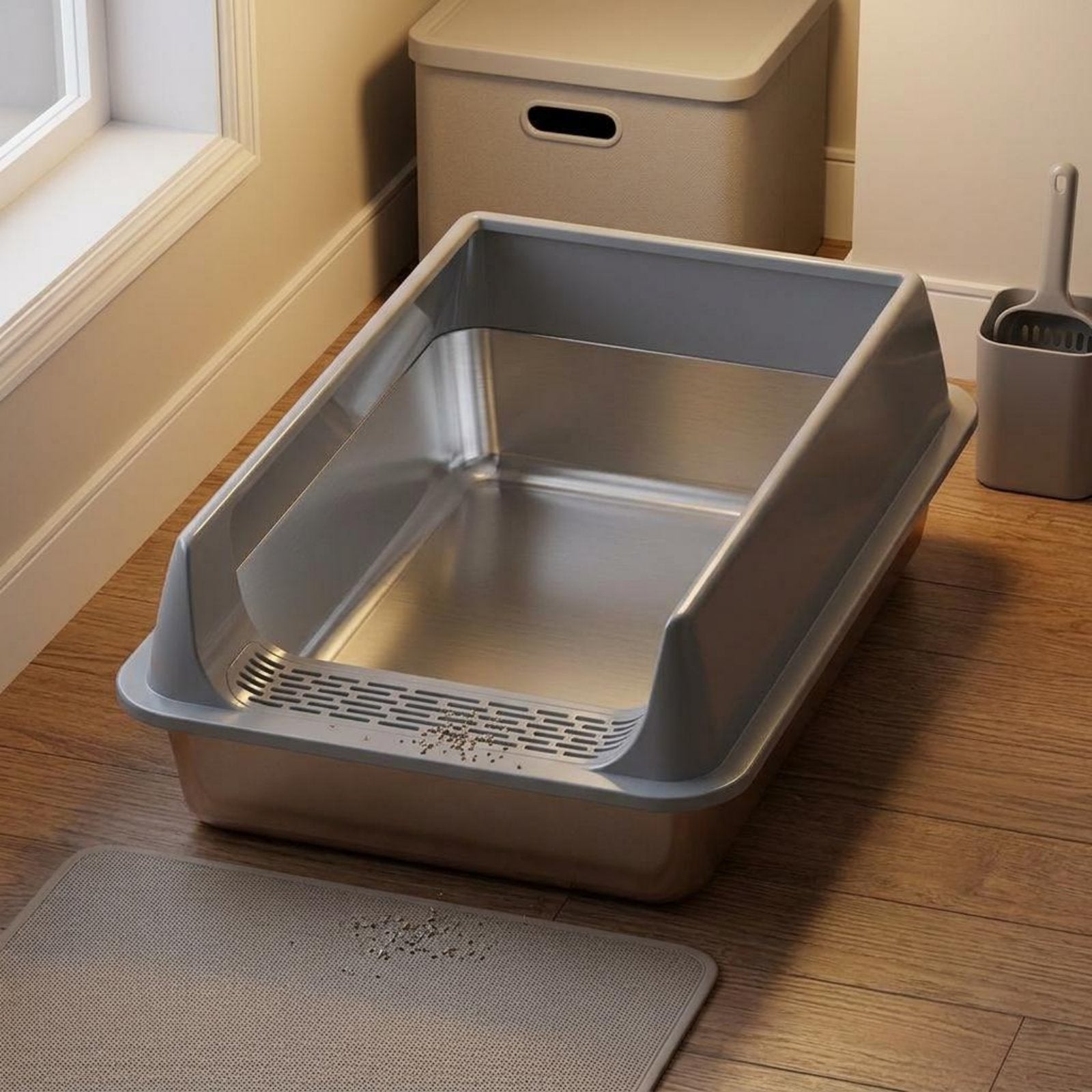 Extra Large Litter Box Splash Proof Semi-Enclosed Litter Box Easy to Clean