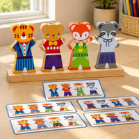 Animals Color Sorting Toy Early Learning Animal Matching Board Hand-Eye Coordination Wood Animal Shape Sorter for Kids, Preschool, Kindergarten