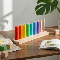 Wooden Hoop Toss Toy Printed Color Names Rainbow Hoop Toss Toy Rectangular Base