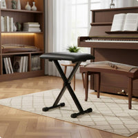 Folding Piano Stool Rubber Feet X-Shaped Frame Piano Stool Foldable