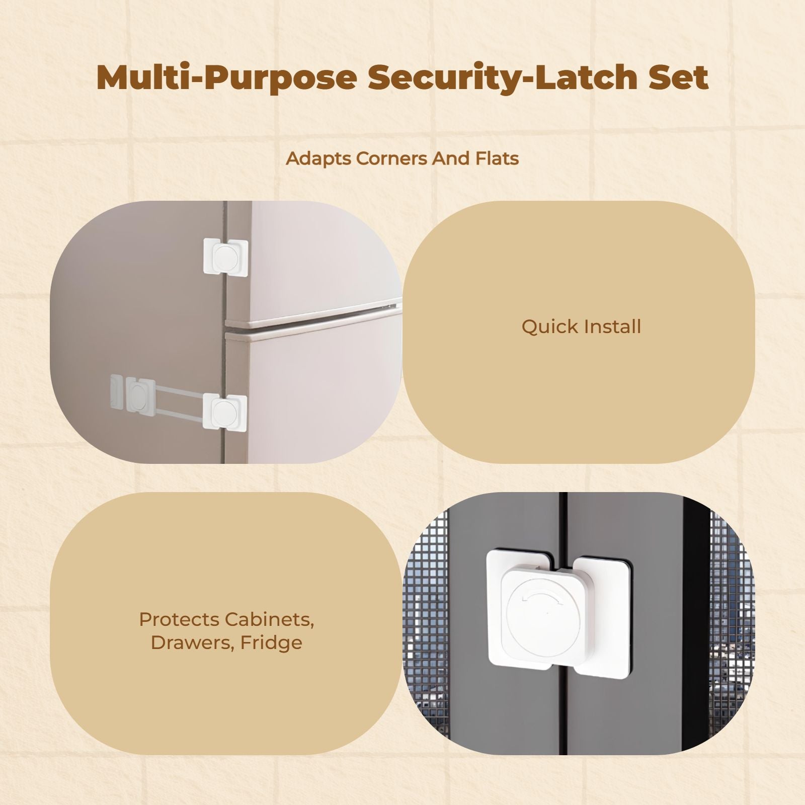 Kid Protection Lock, Drawer Cabinet Lock, Infant Proofing Latch, no tools needed Required, Easy Installation, Multi-Purpose