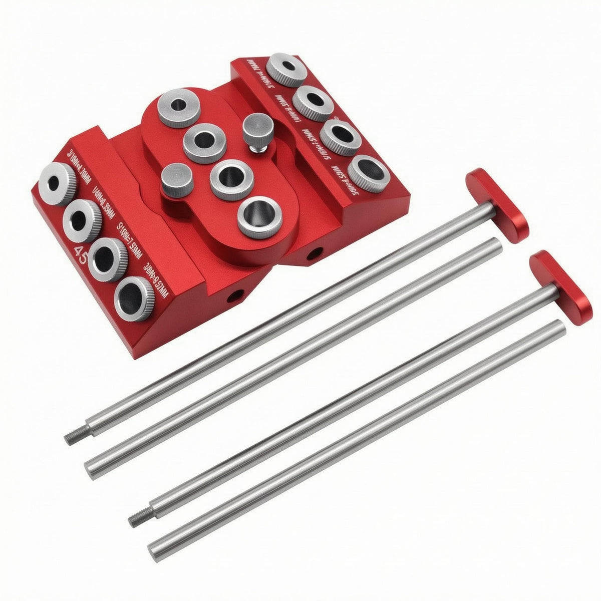 30 45 90 Degree Guide Wood and Metal Drilling Guide Red