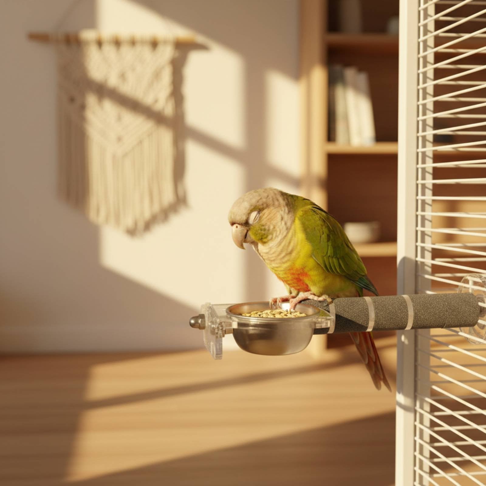 Stainless Steel Bird Feeder Easy to Install Parrot Feeder Perch