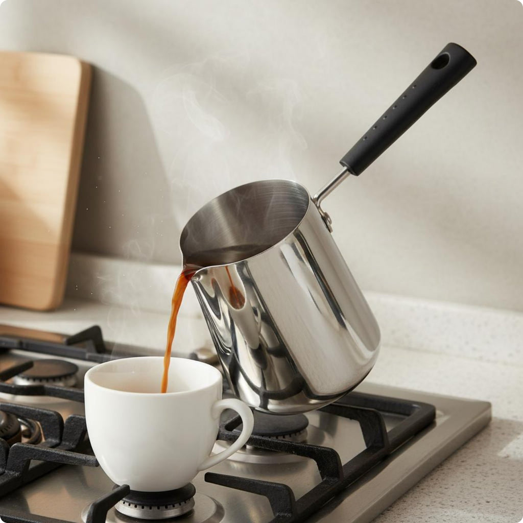 Mocha Pot Stainless Steel Infant Meal Pot Long Handle for Coffee Making