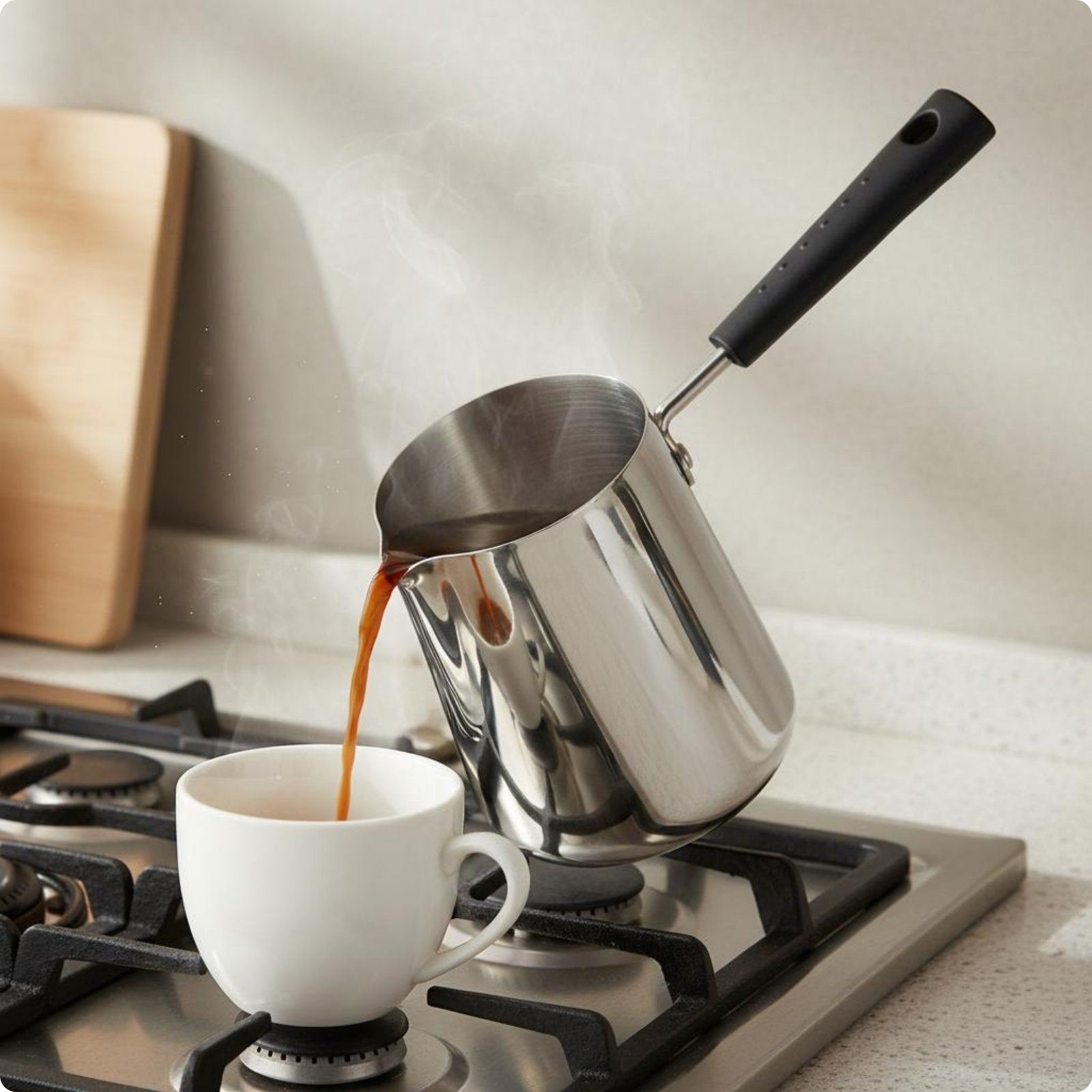 Mocha Pot Stainless Steel Infant Meal Pot Long Handle for Coffee Making
