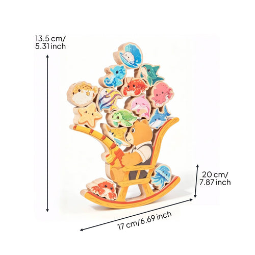 Wooden Fishing Stacking Toy Educational Wooden Balance Stacking Toy Hand-Eye Coordination for Preschoolers, Young Children, Preschool, Kindergarten