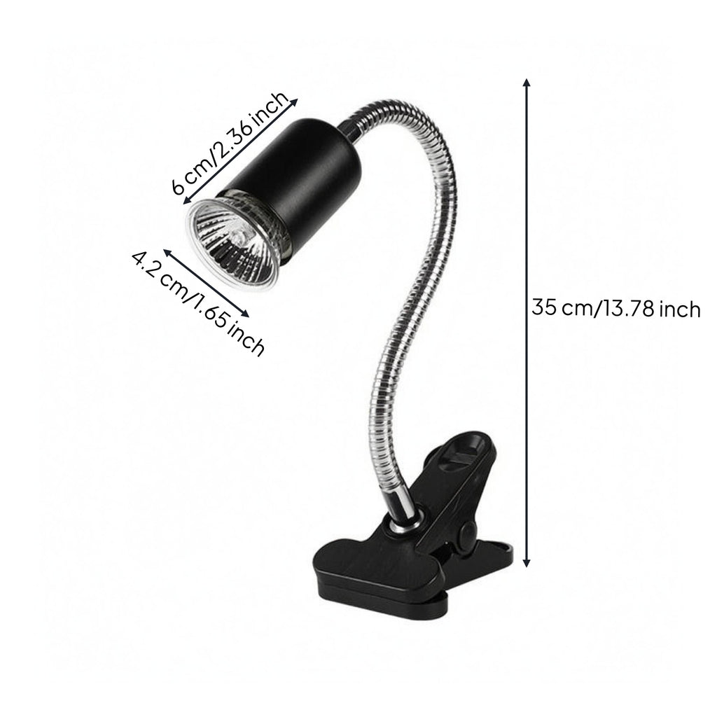 Clamp-on Basking Lamp Flexible Reptile Heat Lamp Holder Pet Lighting Plastic Clamp Metal