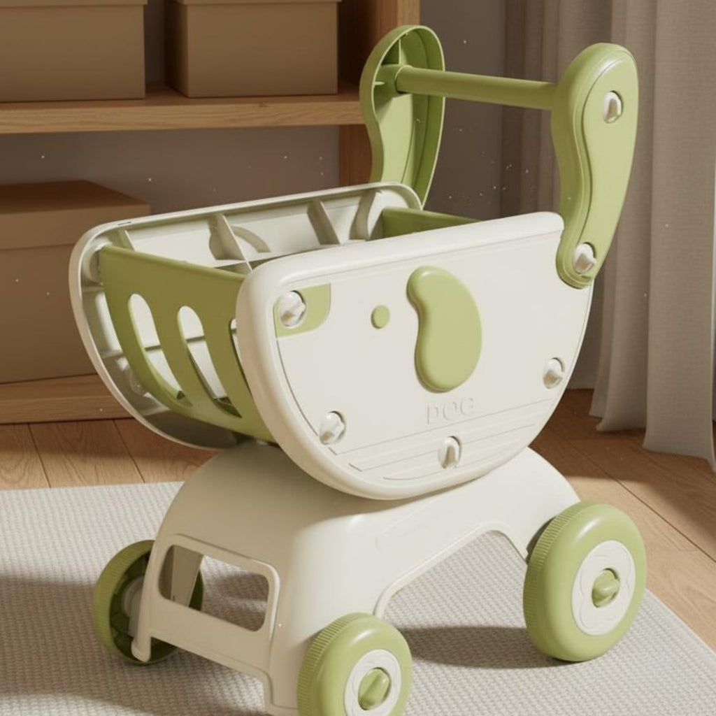 Multi-Functional Baby Stroller Shopping Trolley Anti-Tip Over Kids Grocery Trolley Toy Cute Creature Design for Playroom