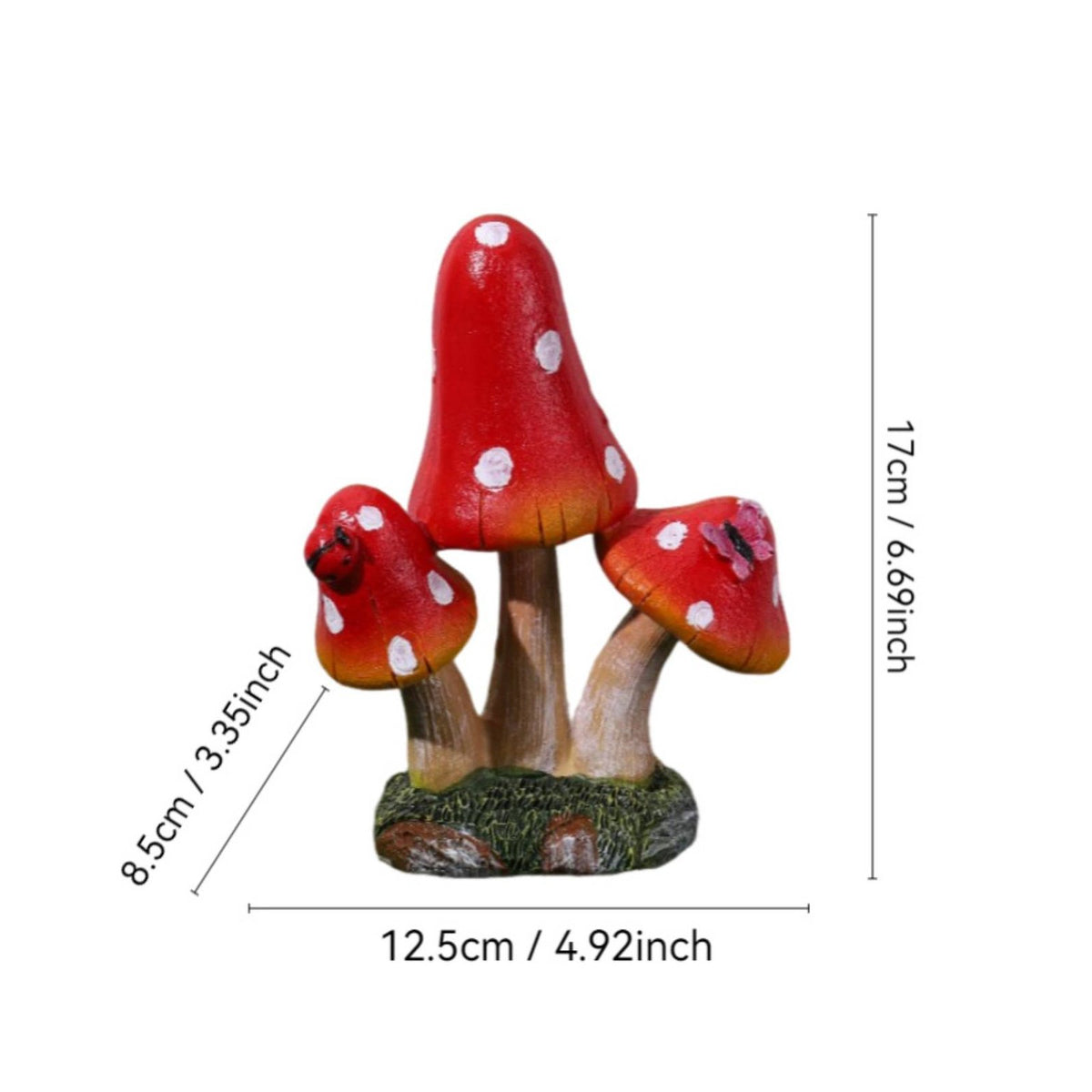 Resin Toadstool Sculpture Whimsical Design Polka Dot Toadstool Ornament
