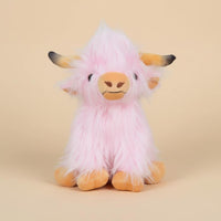 Seated Highland Cow Stuffed Toy Stitched Face Highland Cattle Cuddle Pillow