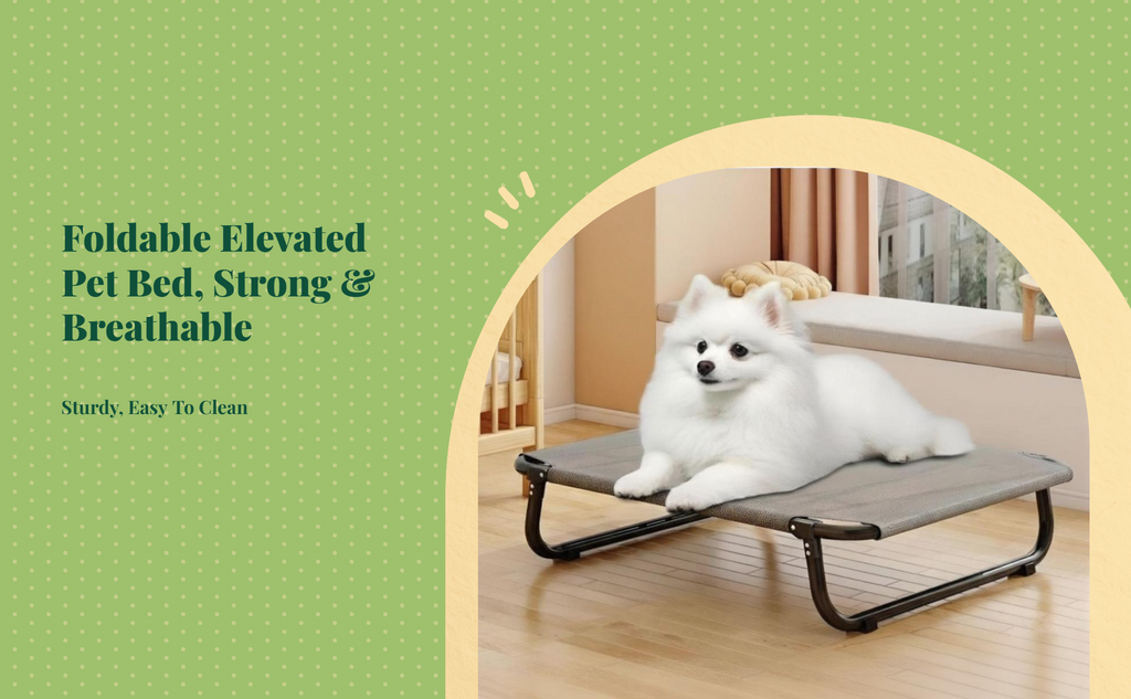 Elevated Dog Bed, Foldable Pet Cot, Removable Cover, Cooling