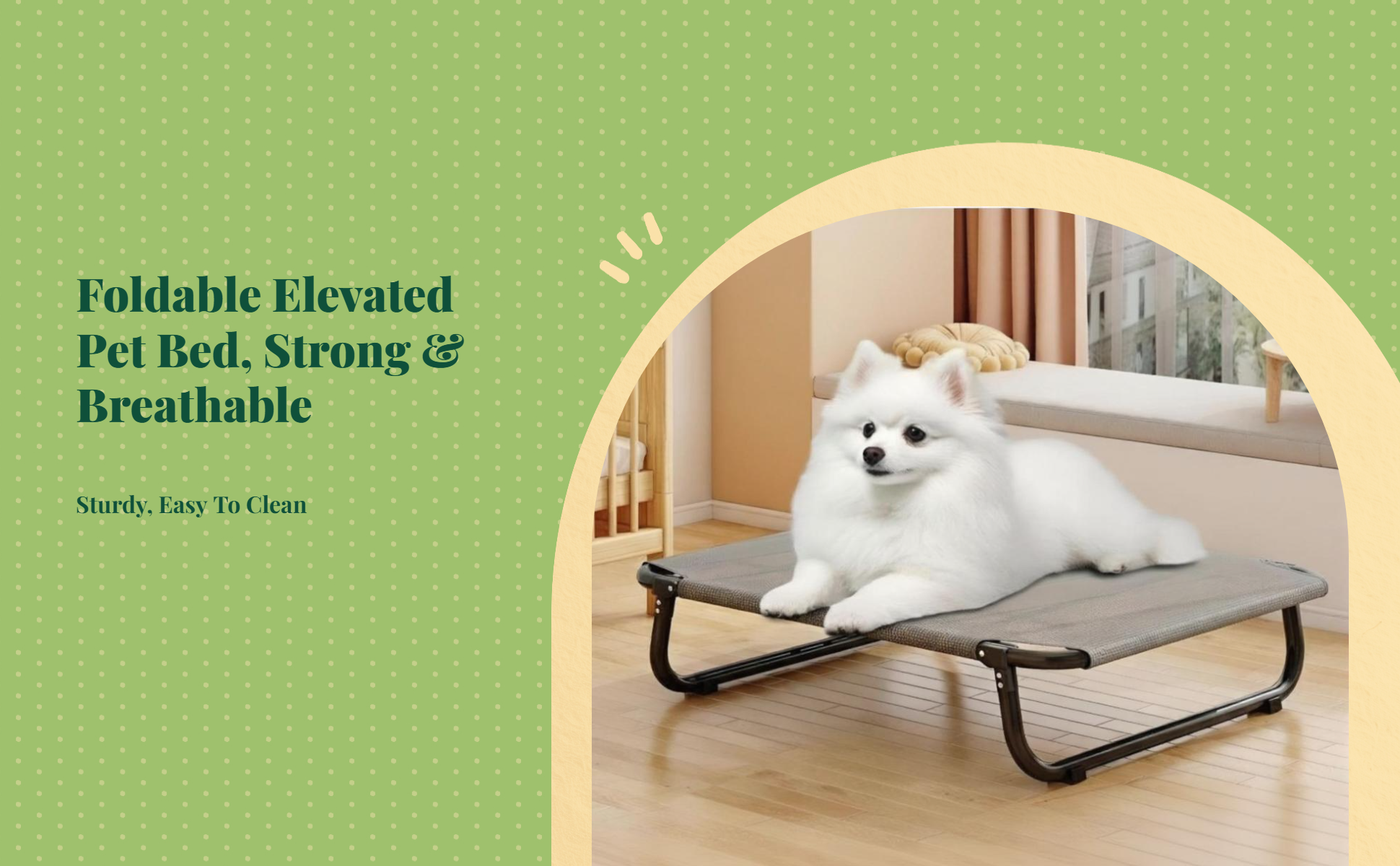 Elevated Dog Bed, Foldable Pet Cot, Removable Cover, Cooling