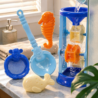 5 Pieces Beach Sand Toy Set Bright Colors Hourglass Sand Funnel Cartoon Design