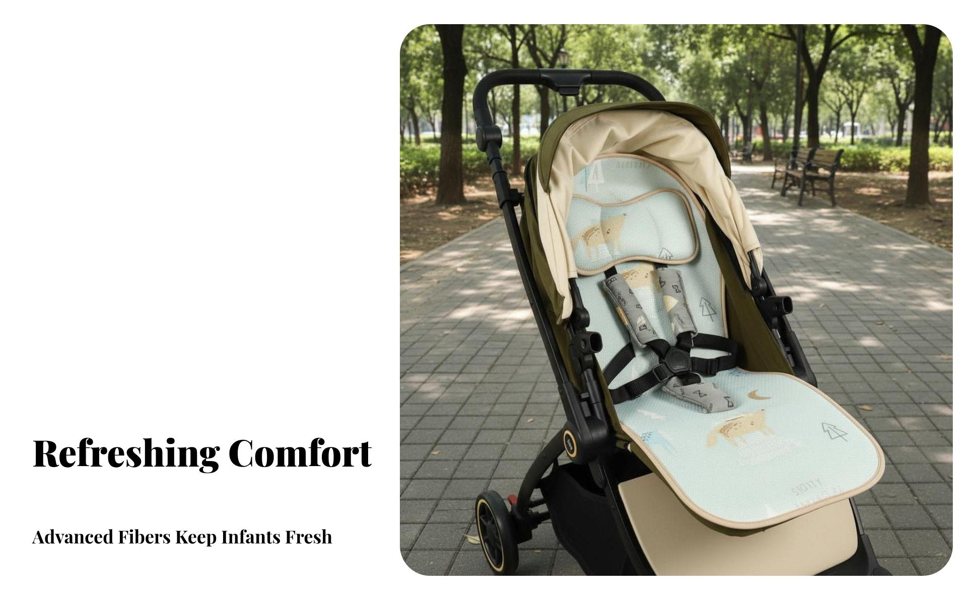 Universal Fit Baby Stroller Cooling Mat Moisture Wicking Breathable Stroller Seat Cushion Skin-Friendly for Toddlers, Hot Weather, Outdoor