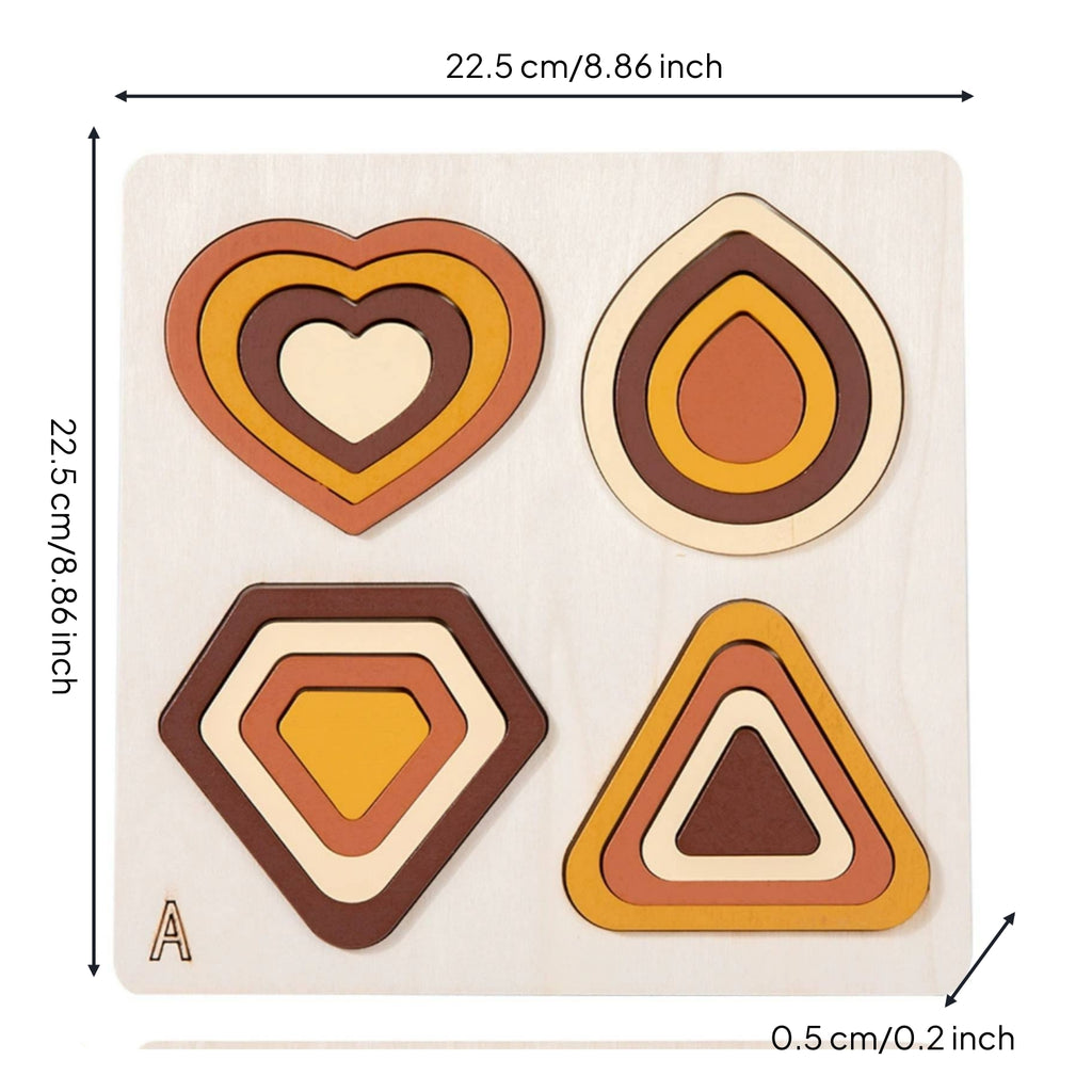 Geometric Matching Wooden Puzzle Wooden Shape Sorter Smooth Edges Learning Toy for Preschool