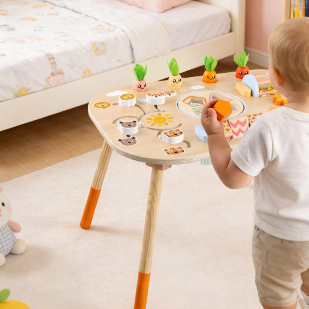Wooden Activity Table Children's Lumber Young Child Busy Table Rounded Corners Young Child Activity Center for Infants