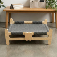 Wooden Feline Bed Gray Pet Furniture Breathable