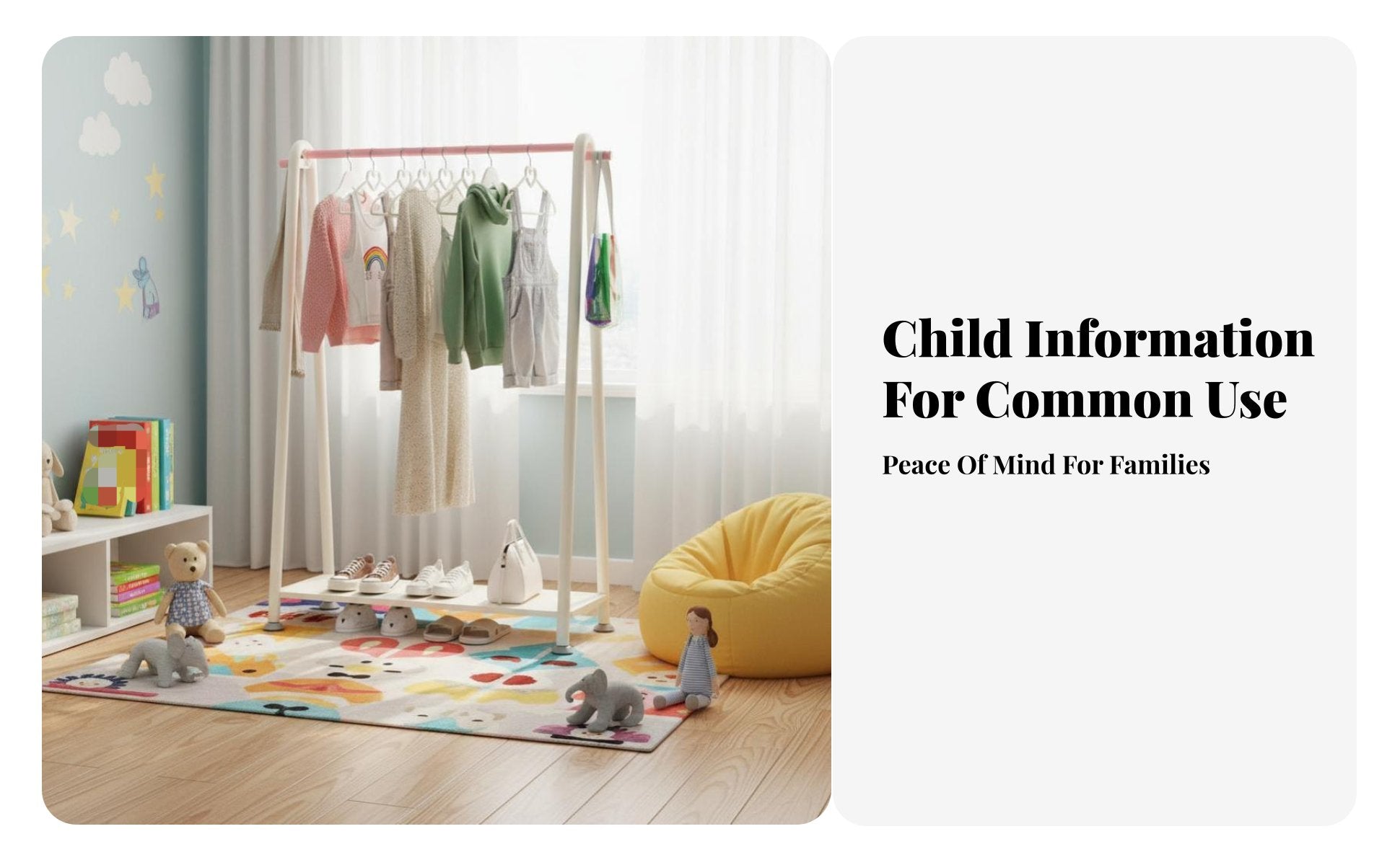 unattachedstanding Design kids' Dress-up Rack Stable Base House-Shaped Clothes Rack Side hangers children's Furniture Easy Assembly for Toddlers, Babies, Parents, Bedroom, Playroom, Entryway, Laundry Room
