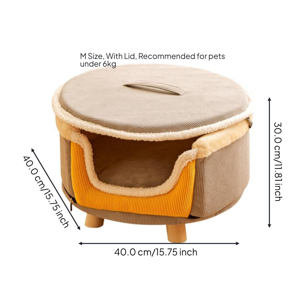 Removable plush cat bed offers indoor comfort