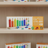 Wooden Disc Stacker Develops Fine Movement Skills Rainbow Stacking Game