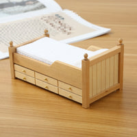 OB11 Dollhouse Bed Slatted Design Four-Poster Dollhouse Bed White Bedding
