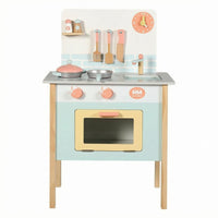 Wooden Play Kitchen Freestanding Young Cooks Playset Interactive Knobs Children's Furniture
