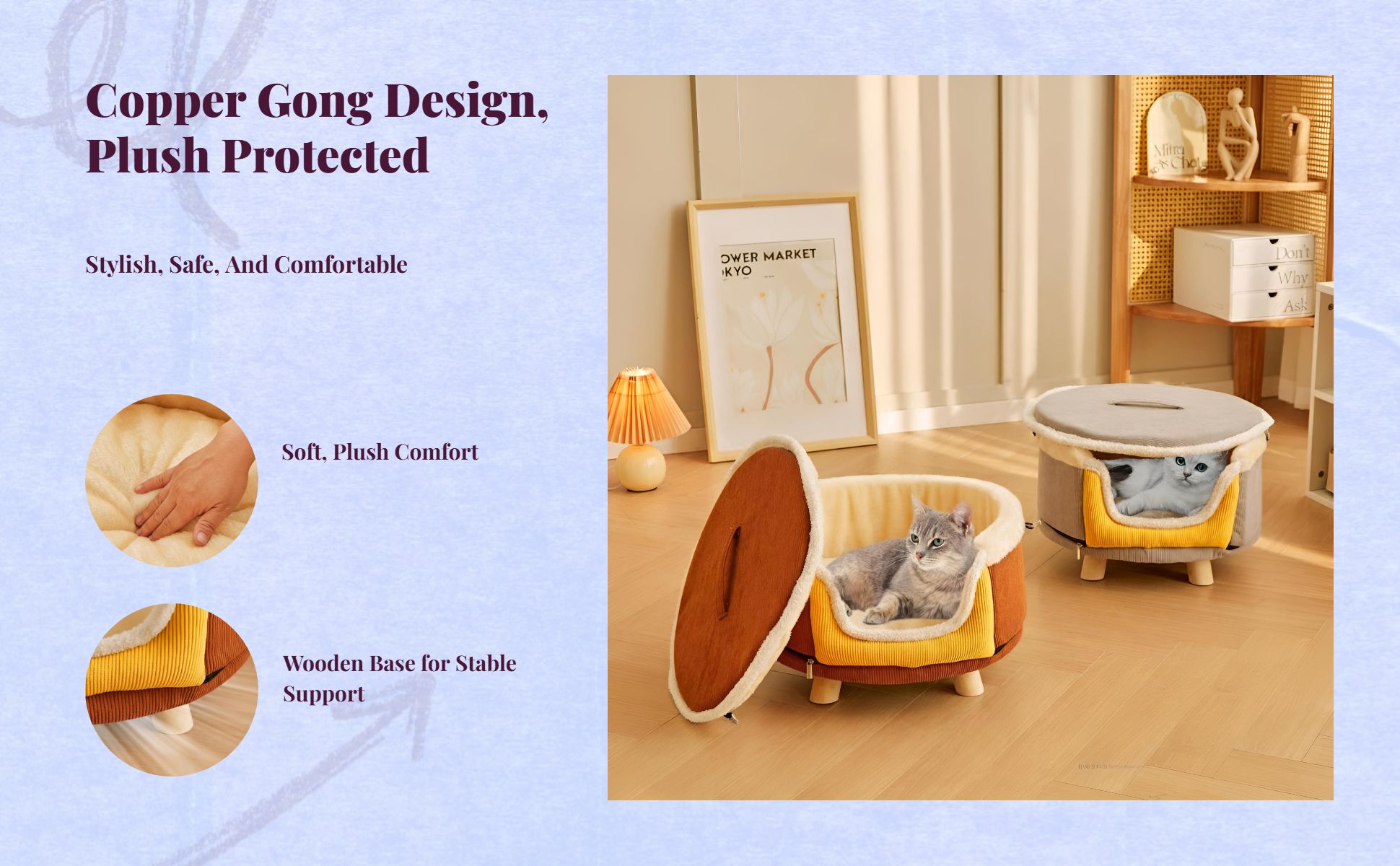 Removable plush cat bed offers indoor comfort