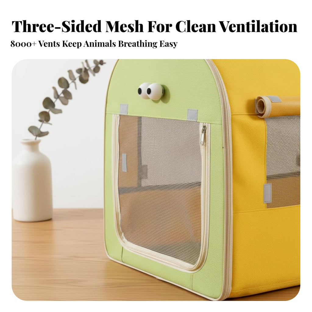 Foldable Car Seat Box for Dogs Breathable Mesh panels Travel Accessory