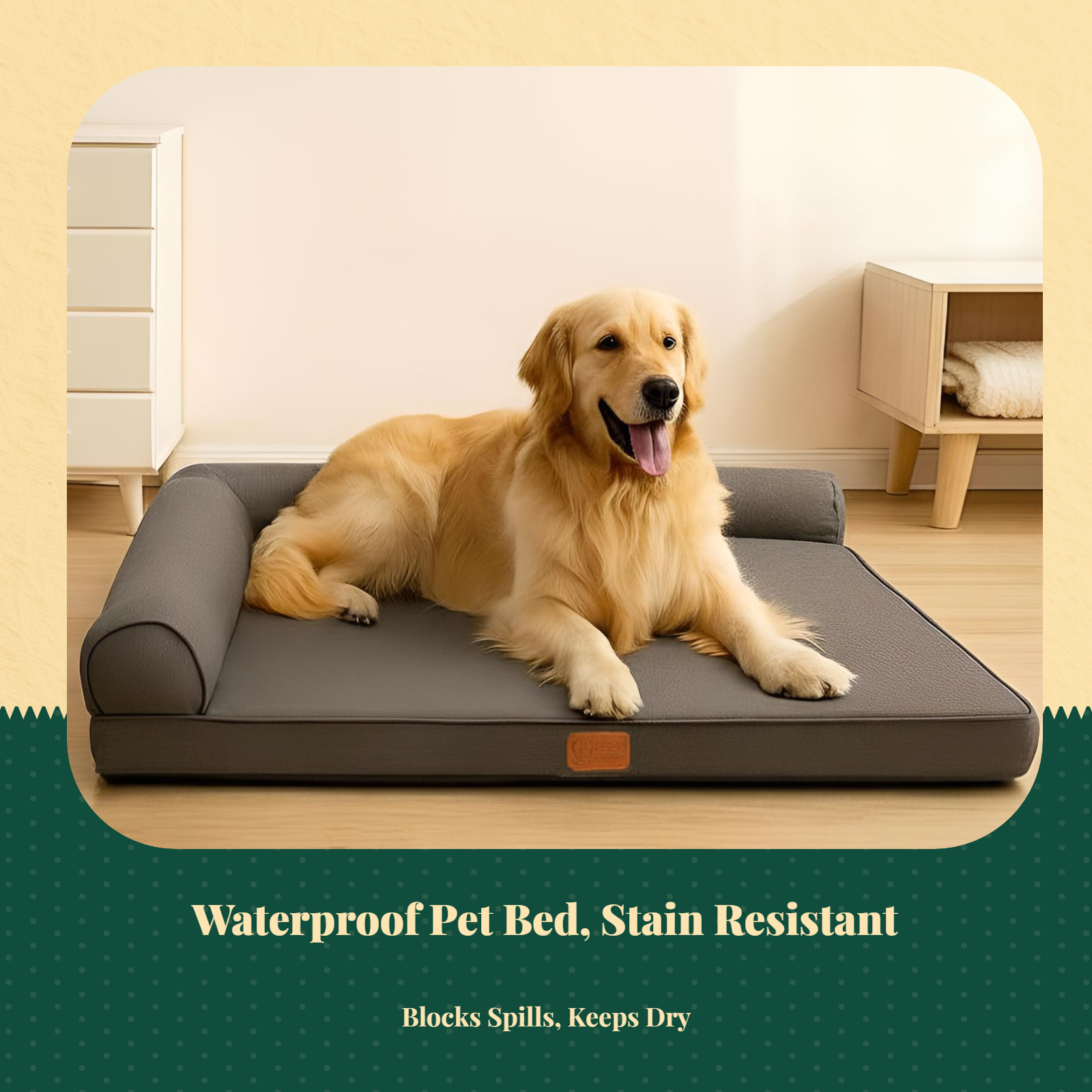 Waterproof dog bed with removable cover