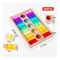 High Transmittance Translucent Rainbow Blocks Child-Centered Inspired Acrylic Gemstone Cubes Polished Edges for Preschoolers, Toddlers