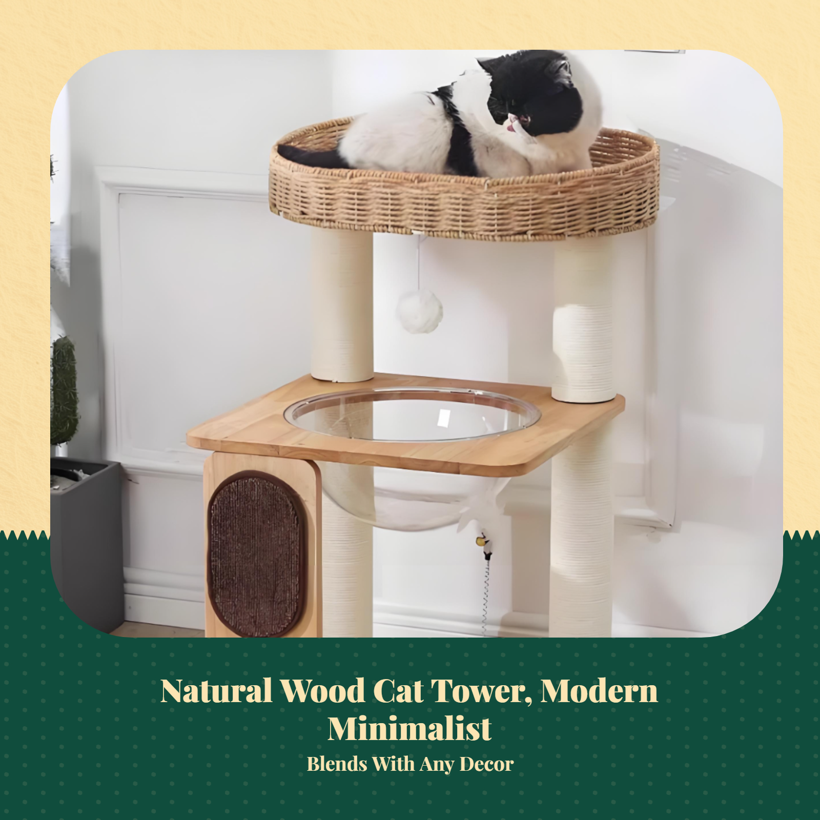 Multi-level compact wood cat tree