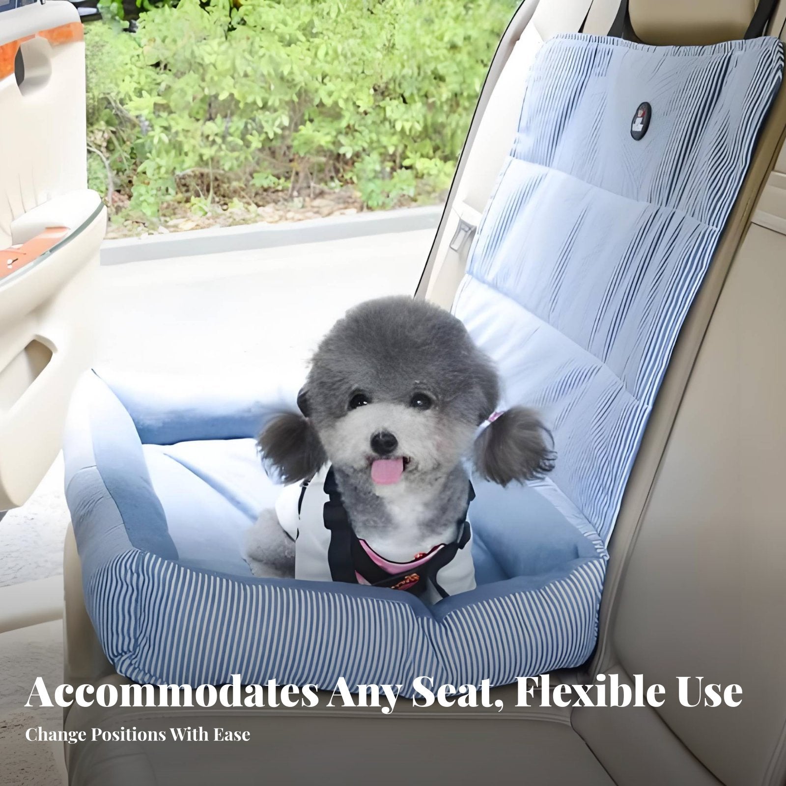 Dog Car Seat Breathable Mesh opening Collapsible Pet Travel Box Elevated View