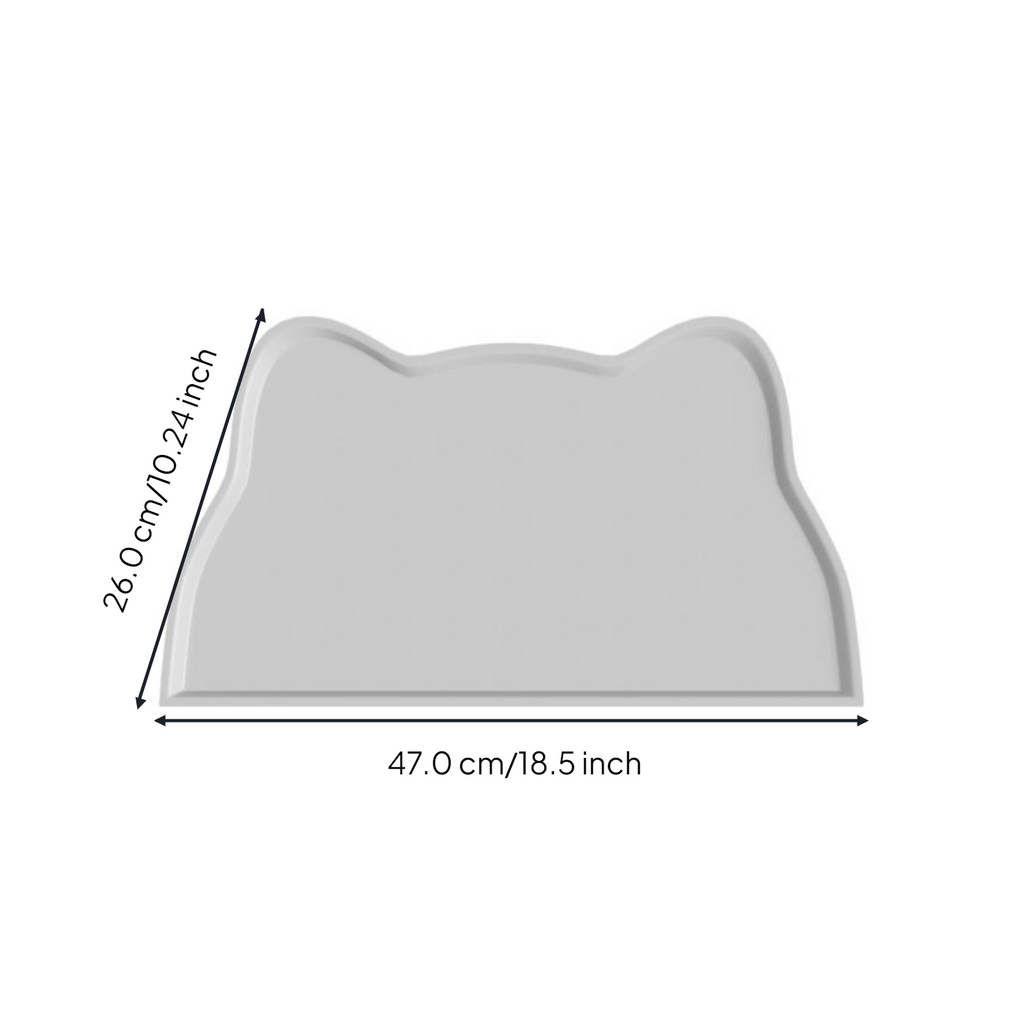 Pet Feeding Mat, Silicone Water-resistant Pet Bowl Placemat, Non-Slip, Easy to Clean, Raised Border, Prevents Spills