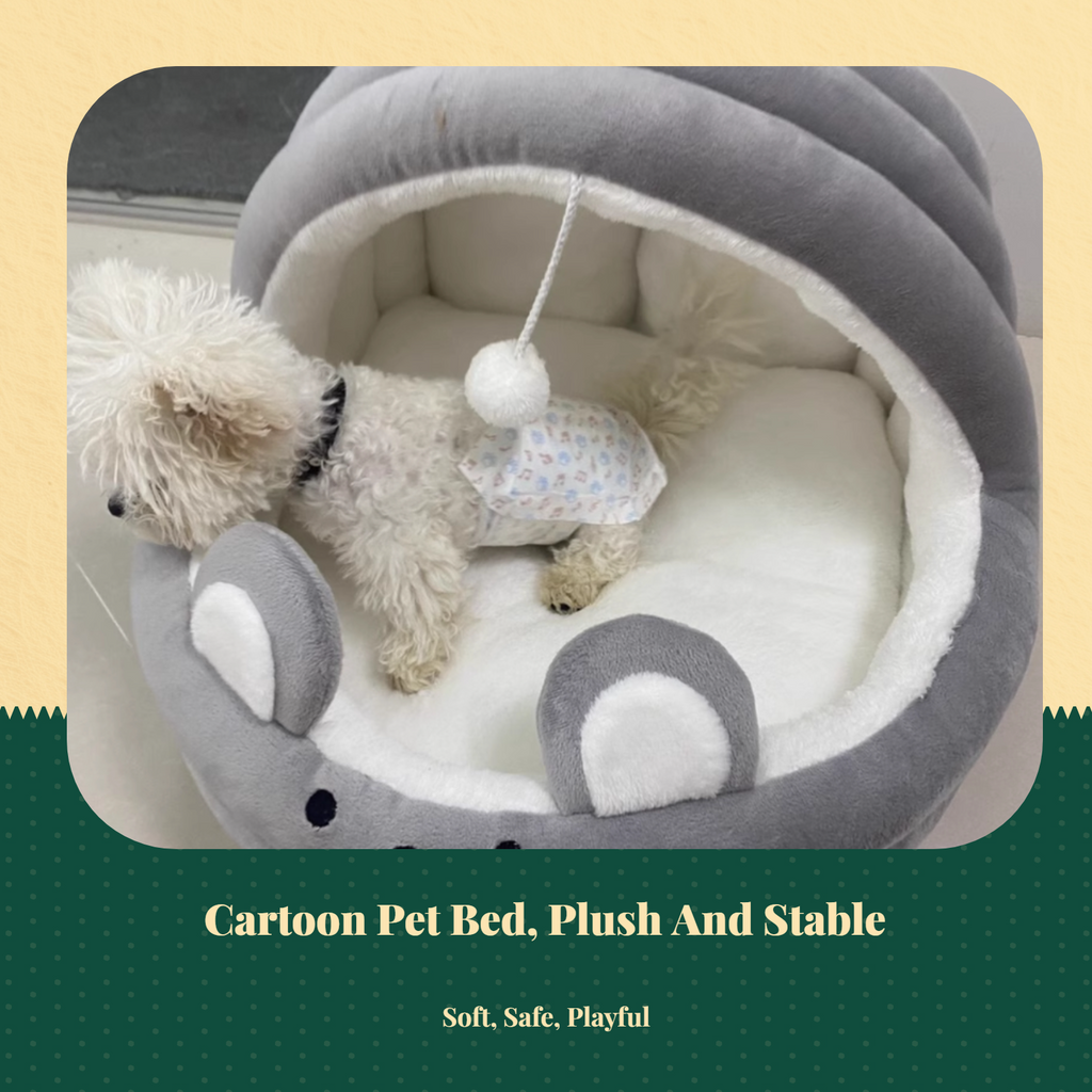Semi-Enclosed Plush Dog Bed, Removable Cover, Easy Clean
