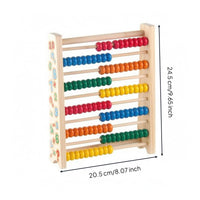 Wooden Counting Abacus 10 Rods Wooden Math Frame Printed Numbers