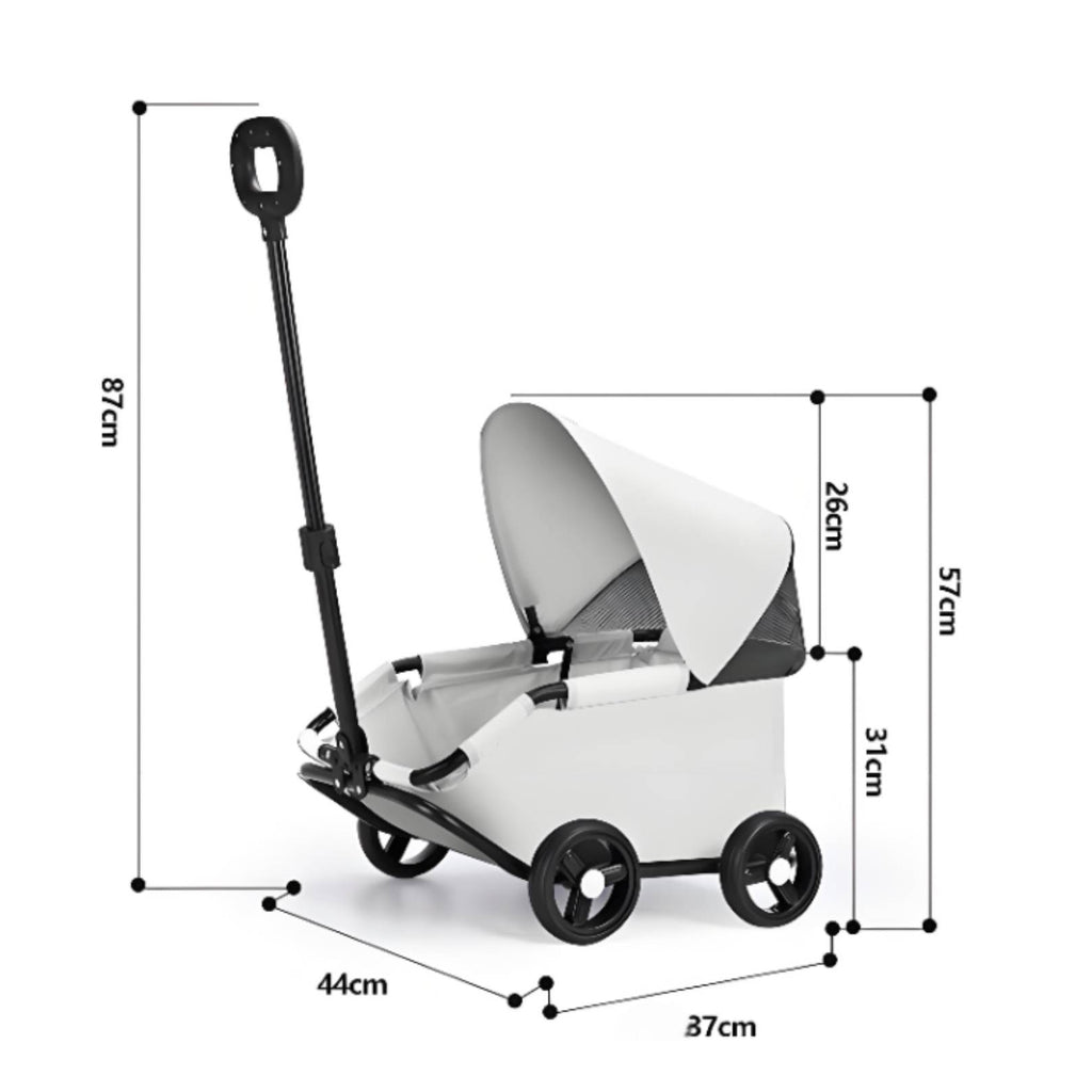 Foldable Pet Stroller Telescoping Handle Rolling Carrier Body