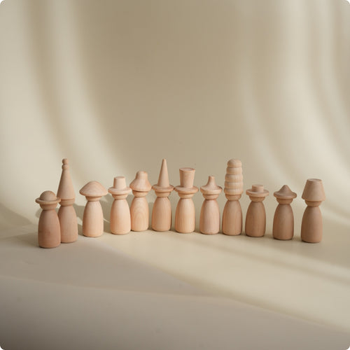 Wooden Peg Doll Decorative Wooden Figurine Polished Edges for Children